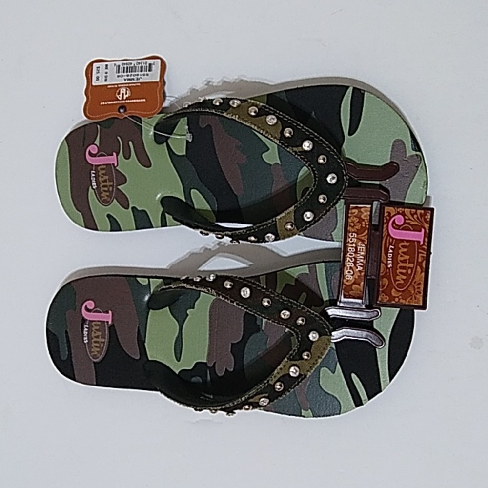 Justin Jemma Women's Camouflage Embellished Blingy Flipflop Sandals